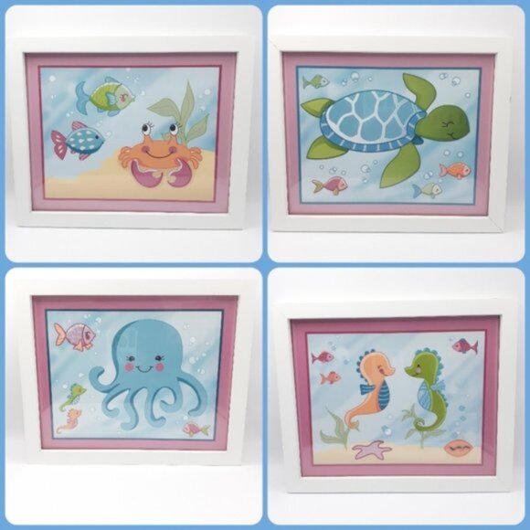 Little Big Studios “Under the Sea” Framed Nursery Art | Set of 4 | 8.5" x 11" - Picture 6 of 6